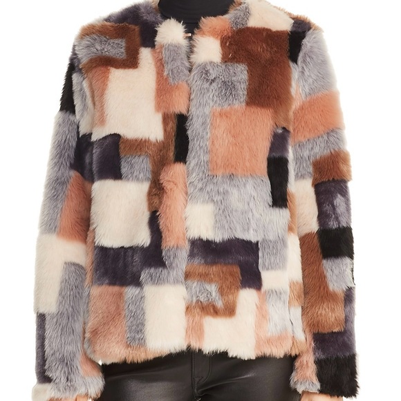 LA VIE Rebecca Taylor Faux Fur Patchwork Jacket - Small (excellent condition) - Picture 2 of 6